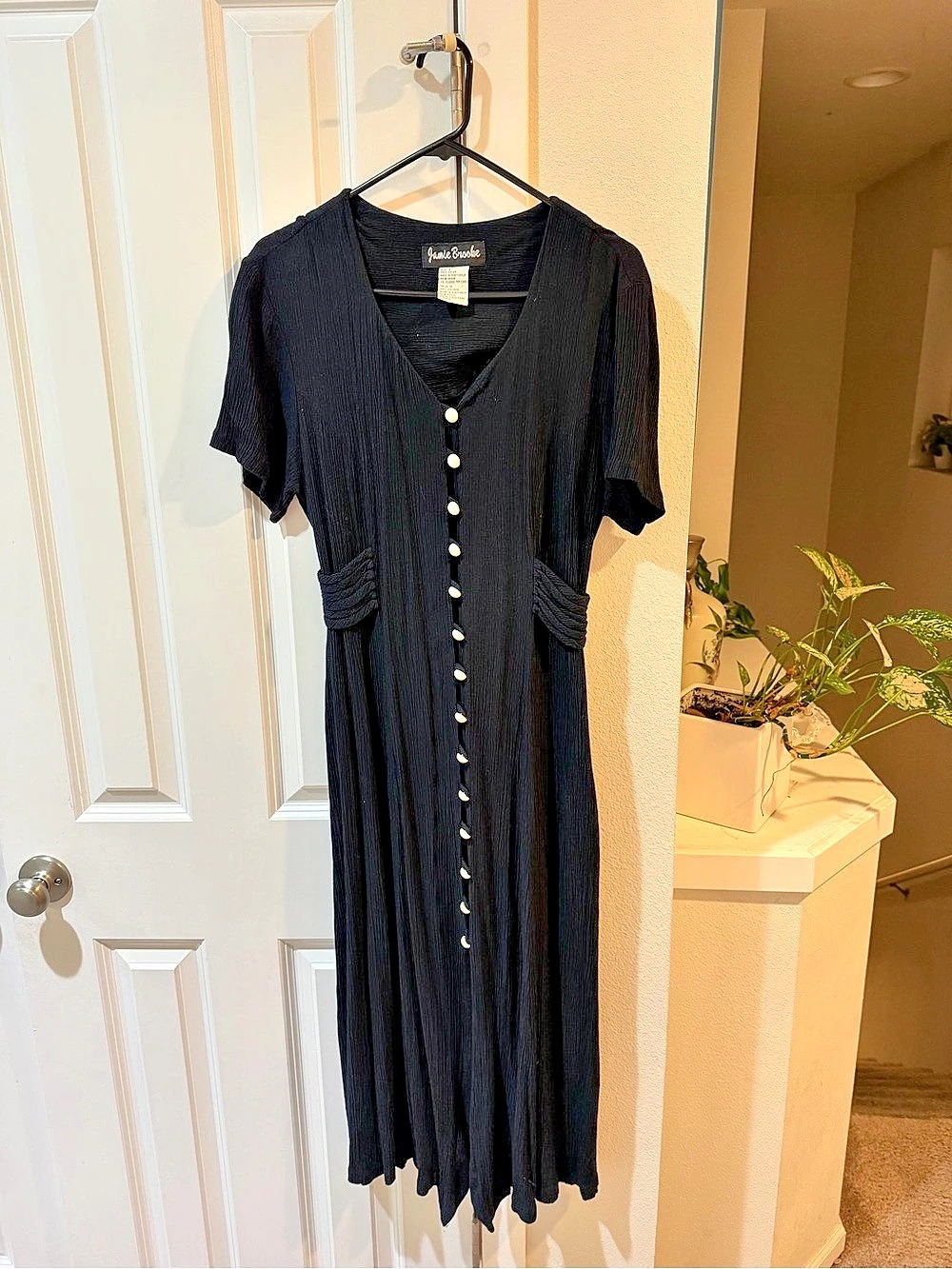 Vintage Jamie Brooke Black Rayon Maxi Dress